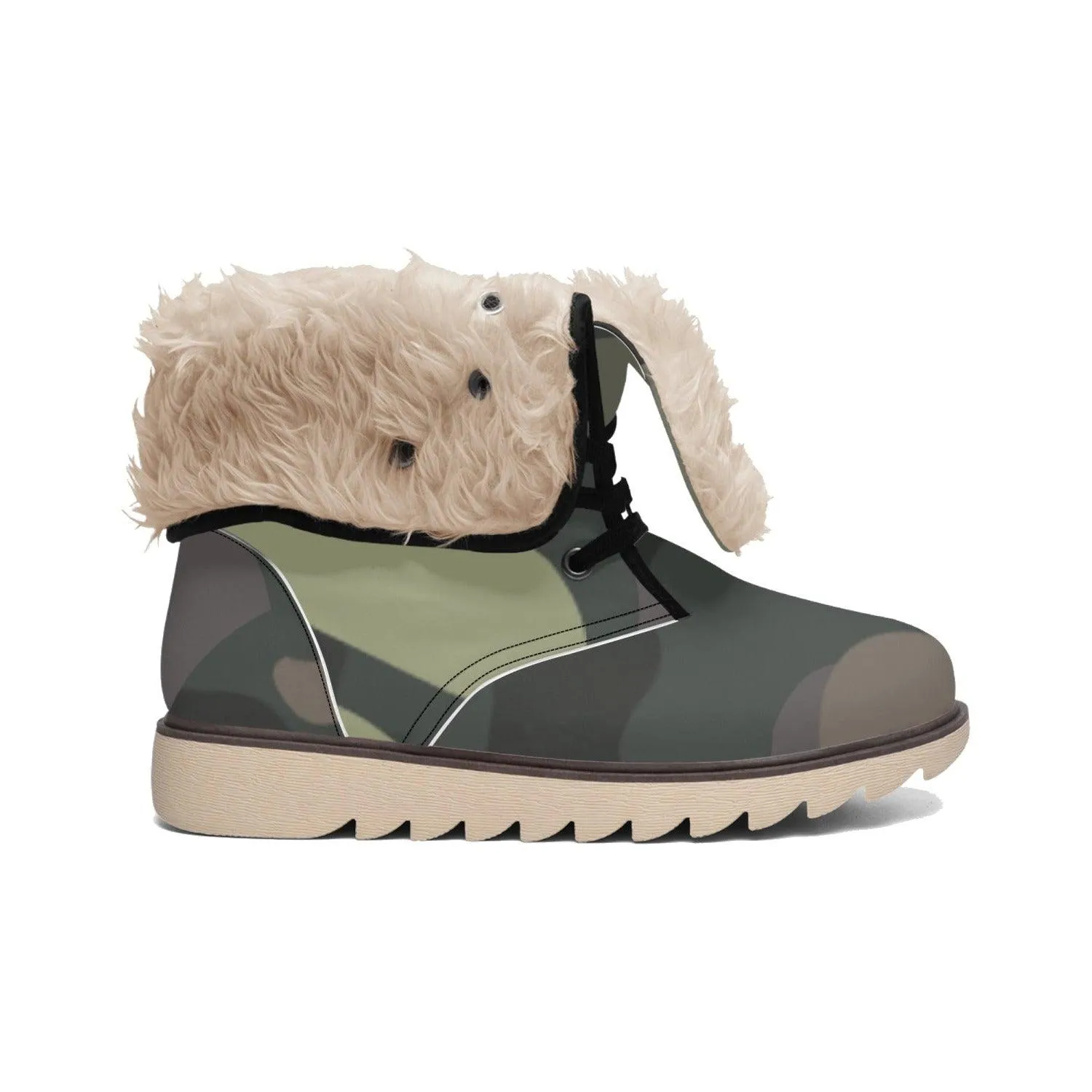 Misha Cotton-pad Fur Lining Boots - Army