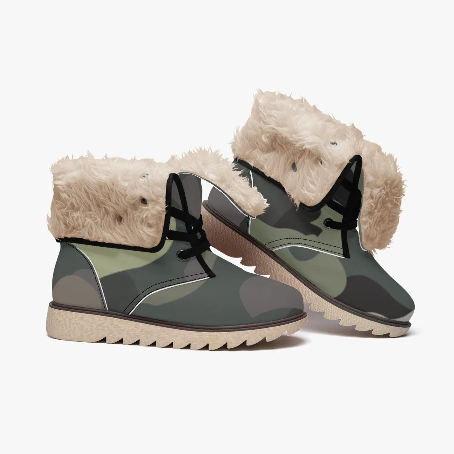 Misha Cotton-pad Fur Lining Boots - Army