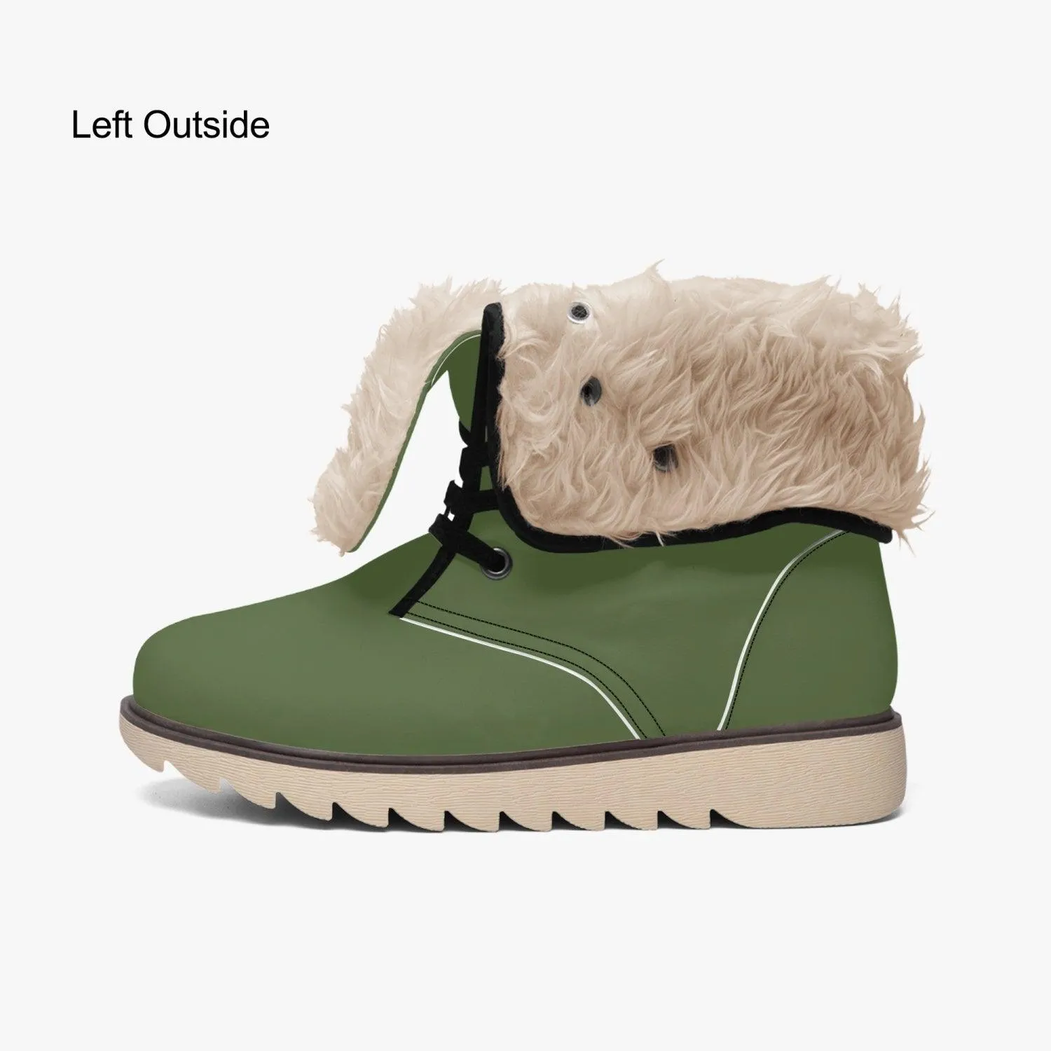 MISHA Cotton-pad Fur Lining Boots - Olive