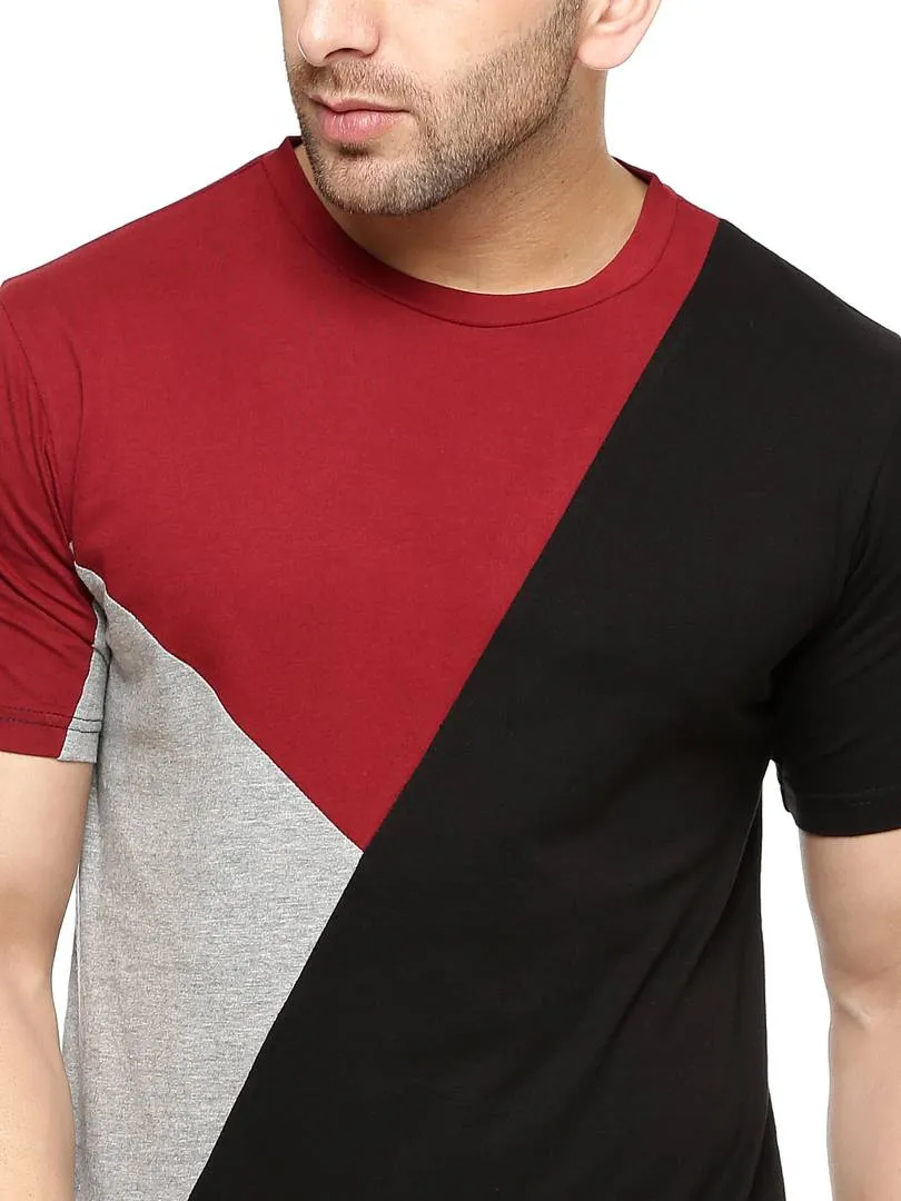 Multicoloured Cotton Colourblocked Round Neck Tees