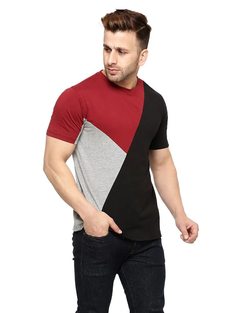 Multicoloured Cotton Colourblocked Round Neck Tees