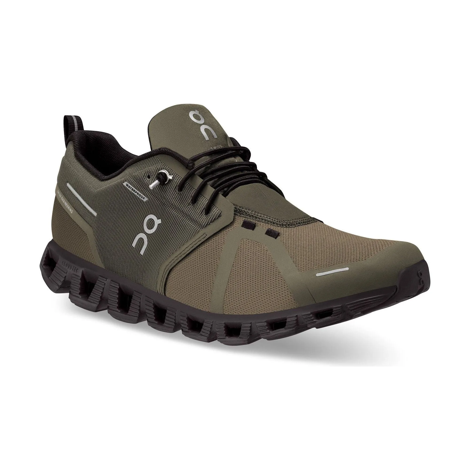 On Running Men's Cloud 5 Waterproof Shoe in Olive Black