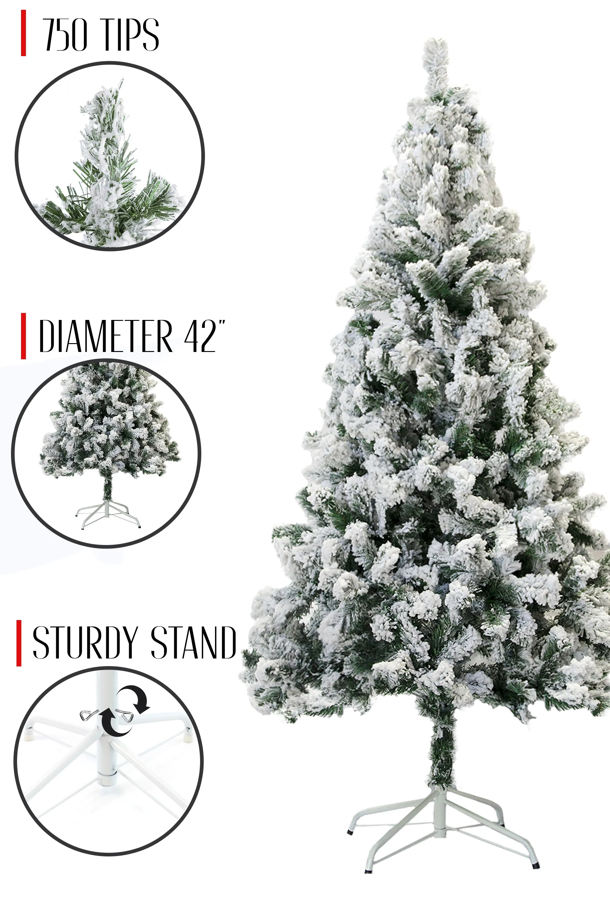 Perfect Holiday 4ft-7ft Snow Flocked Christmas Tree