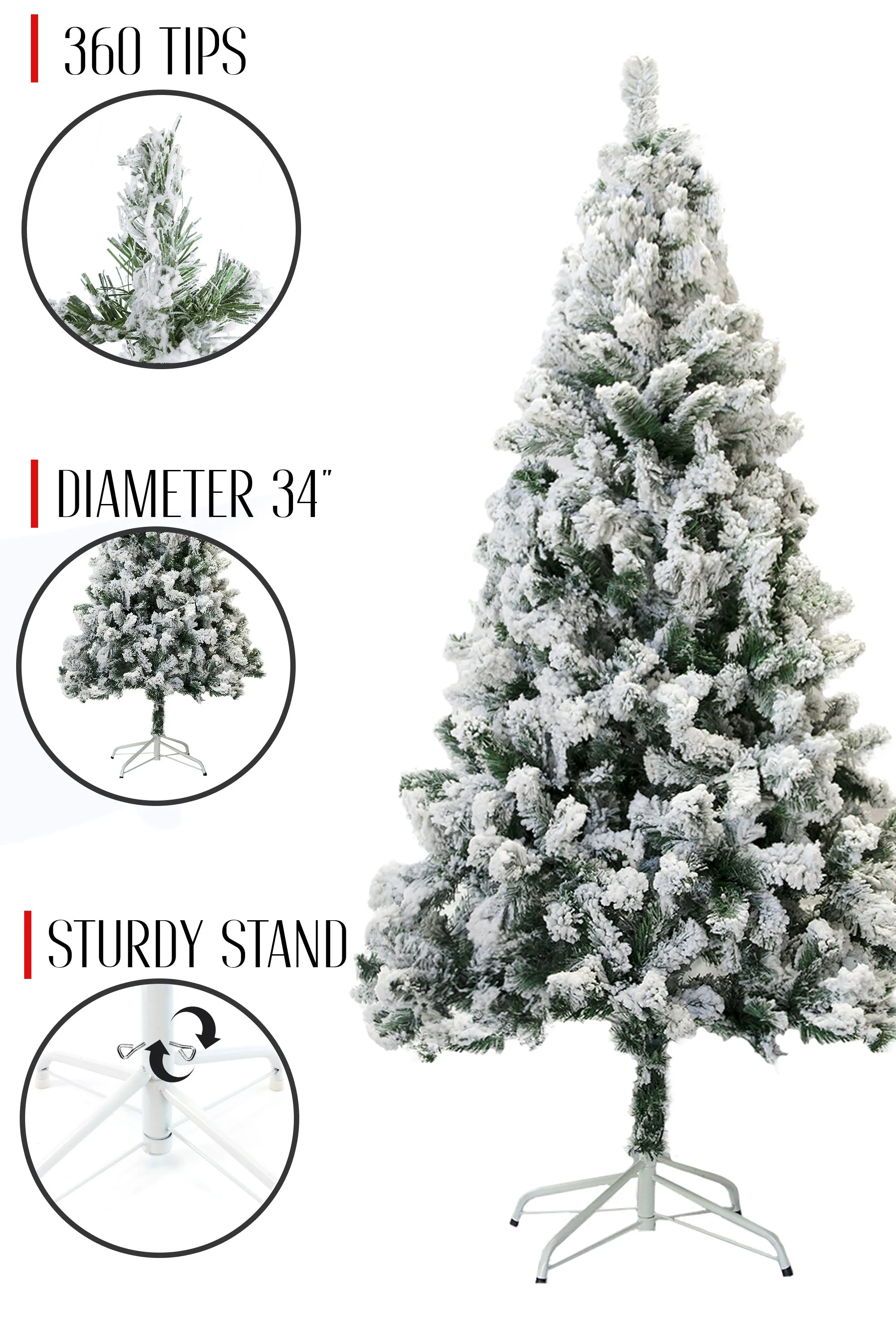 Perfect Holiday 4ft-7ft Snow Flocked Christmas Tree