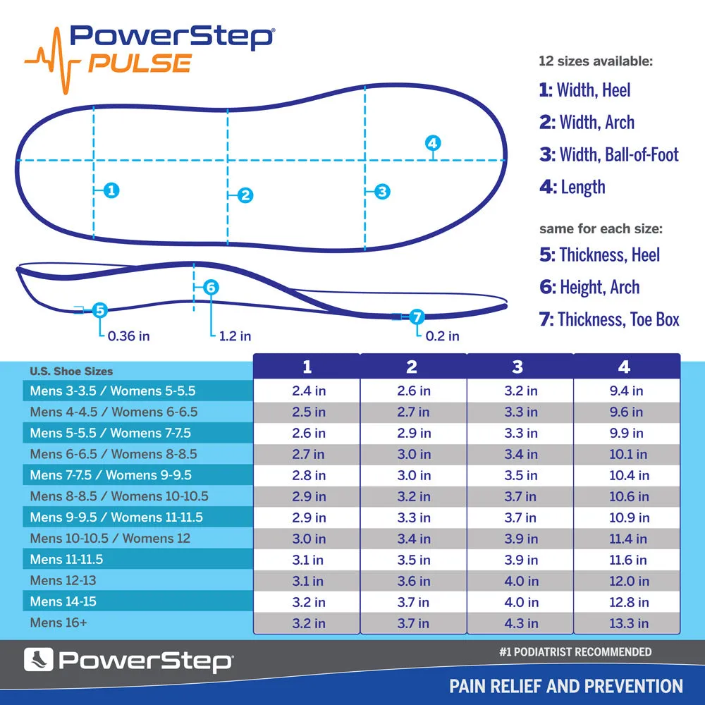 PowerStep PULSE Performance Insoles | Running Shoe Pain Relief Orthotic