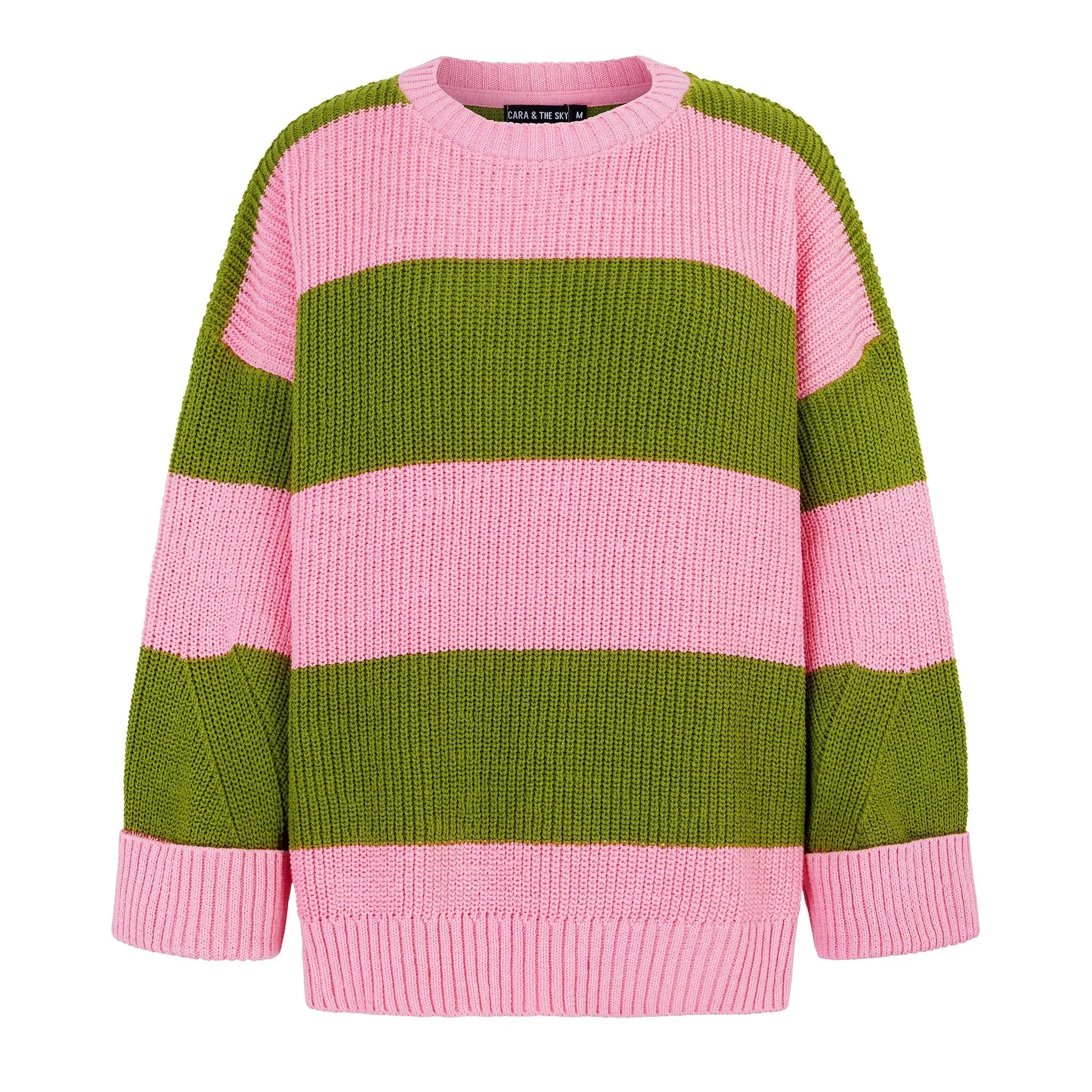 Rhiannon Recycled Cotton Mix Stripe Jumper - Pink and Green