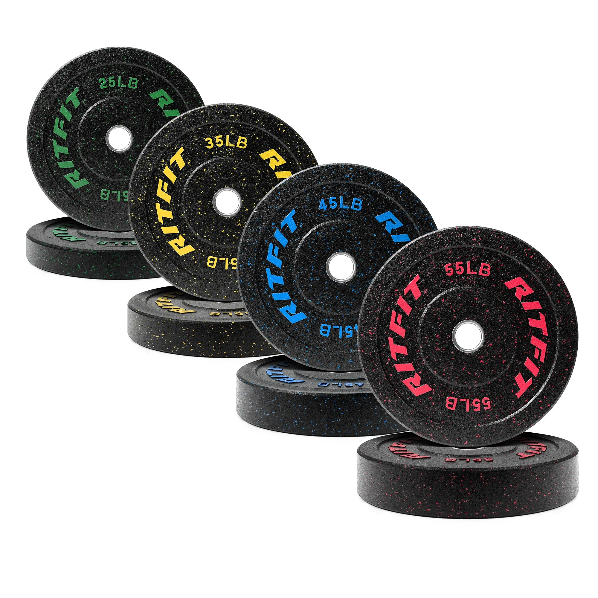 RitFit Fleck Bumper Plates 2-Inch Olympic Rubber Weight Plates