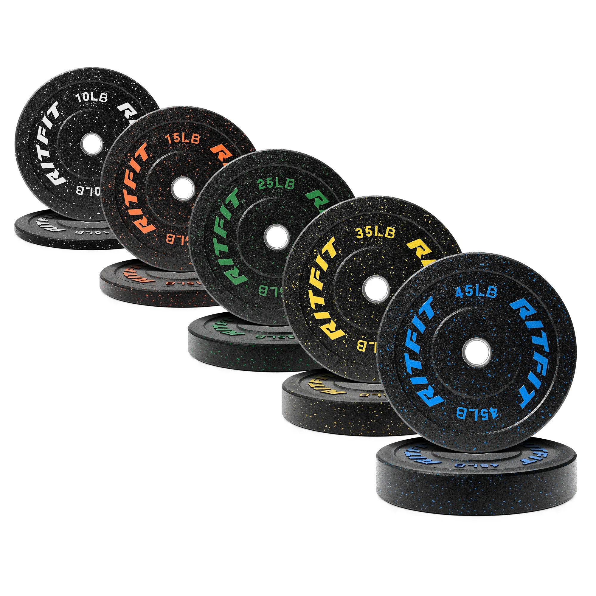 RitFit Fleck Bumper Plates 2-Inch Olympic Rubber Weight Plates