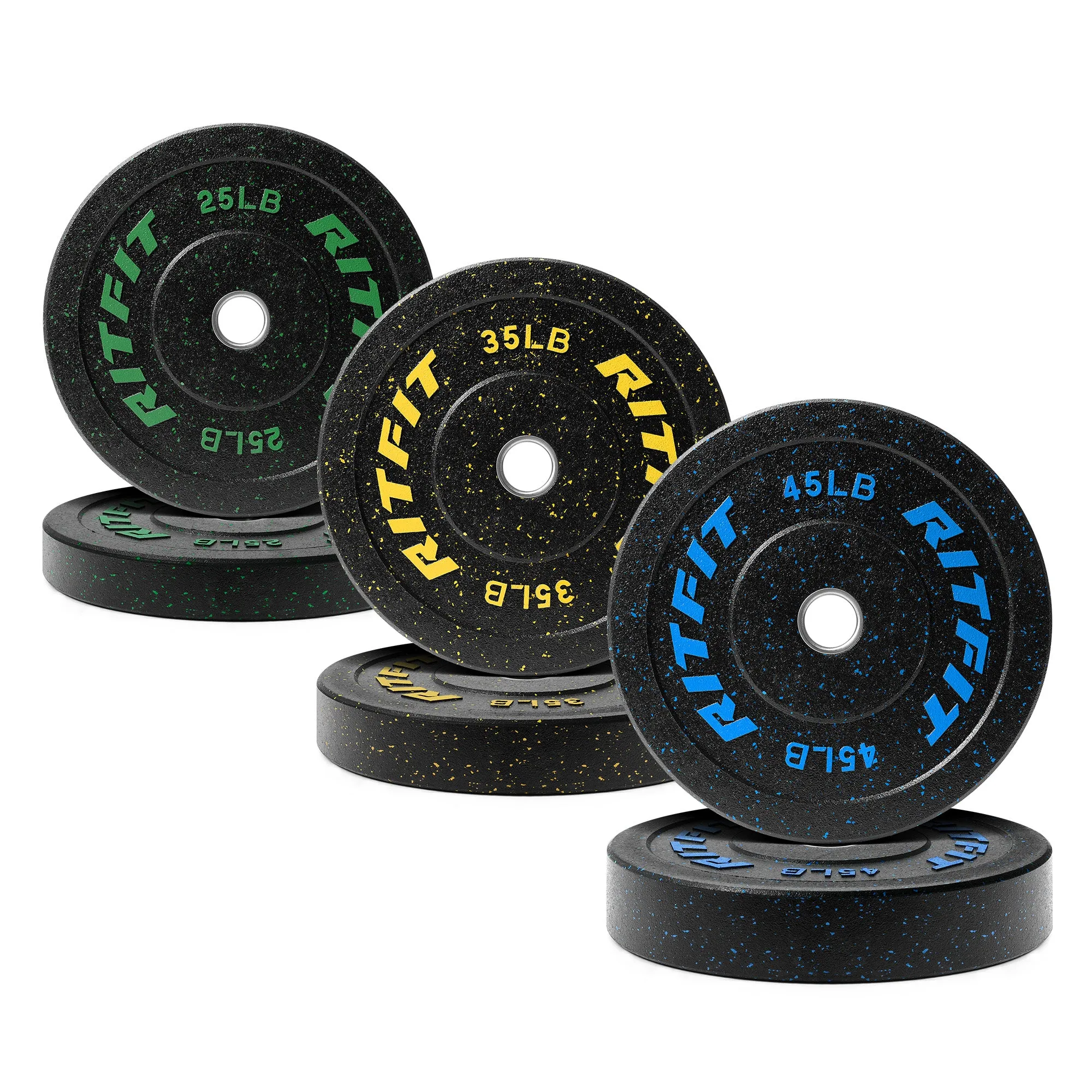 RitFit Fleck Bumper Plates 2-Inch Olympic Rubber Weight Plates