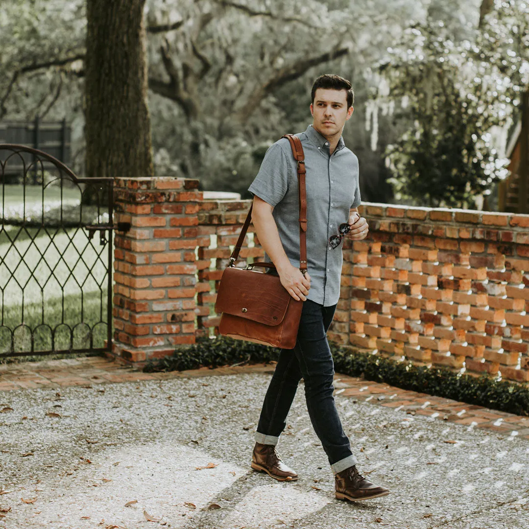 Roosevelt Leather Laptop Messenger Bag | Amber Brown