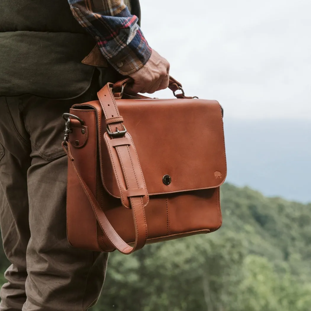 Roosevelt Leather Laptop Messenger Bag | Amber Brown