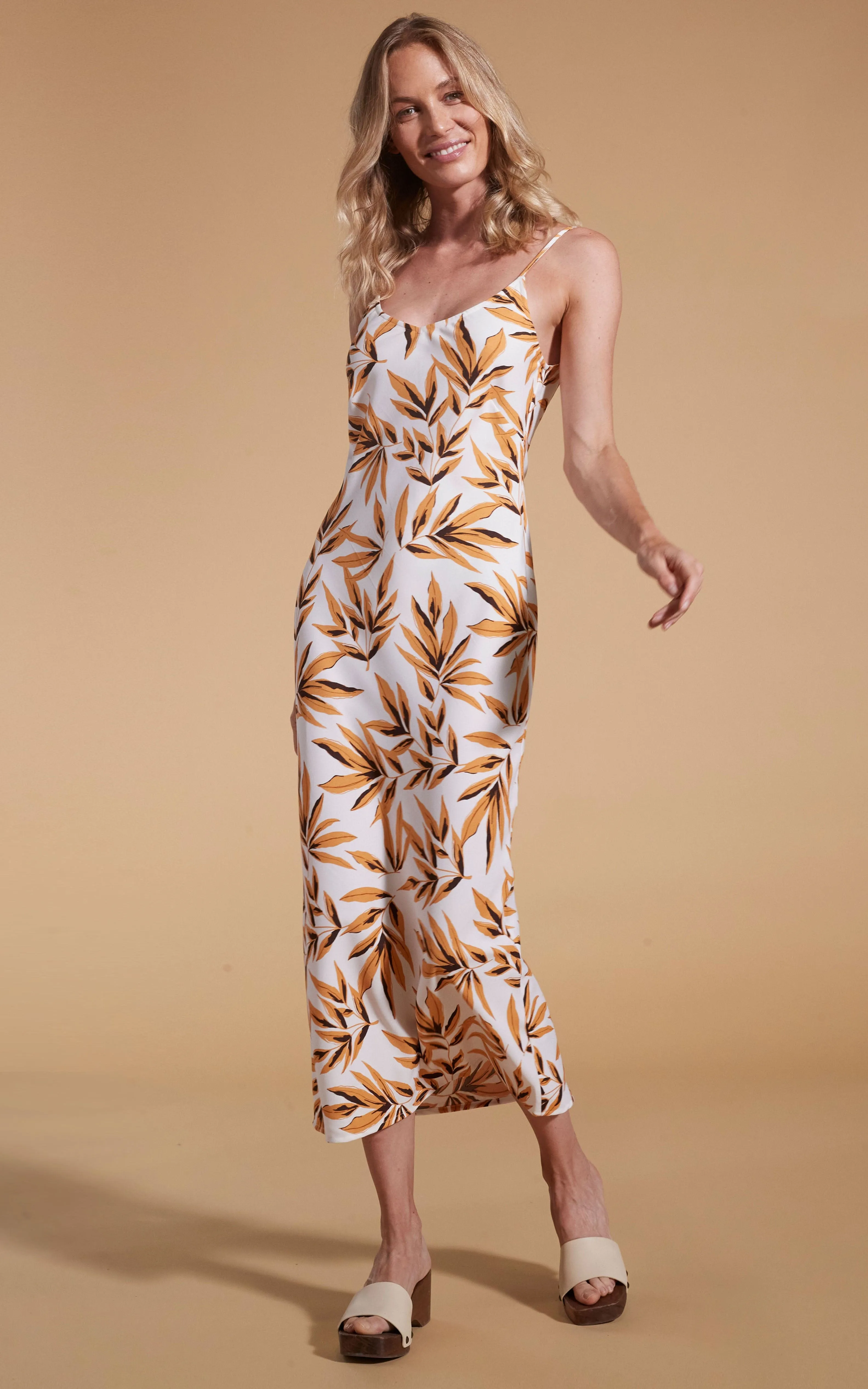 Sienna Midaxi Slip Dress in Tropic Natural