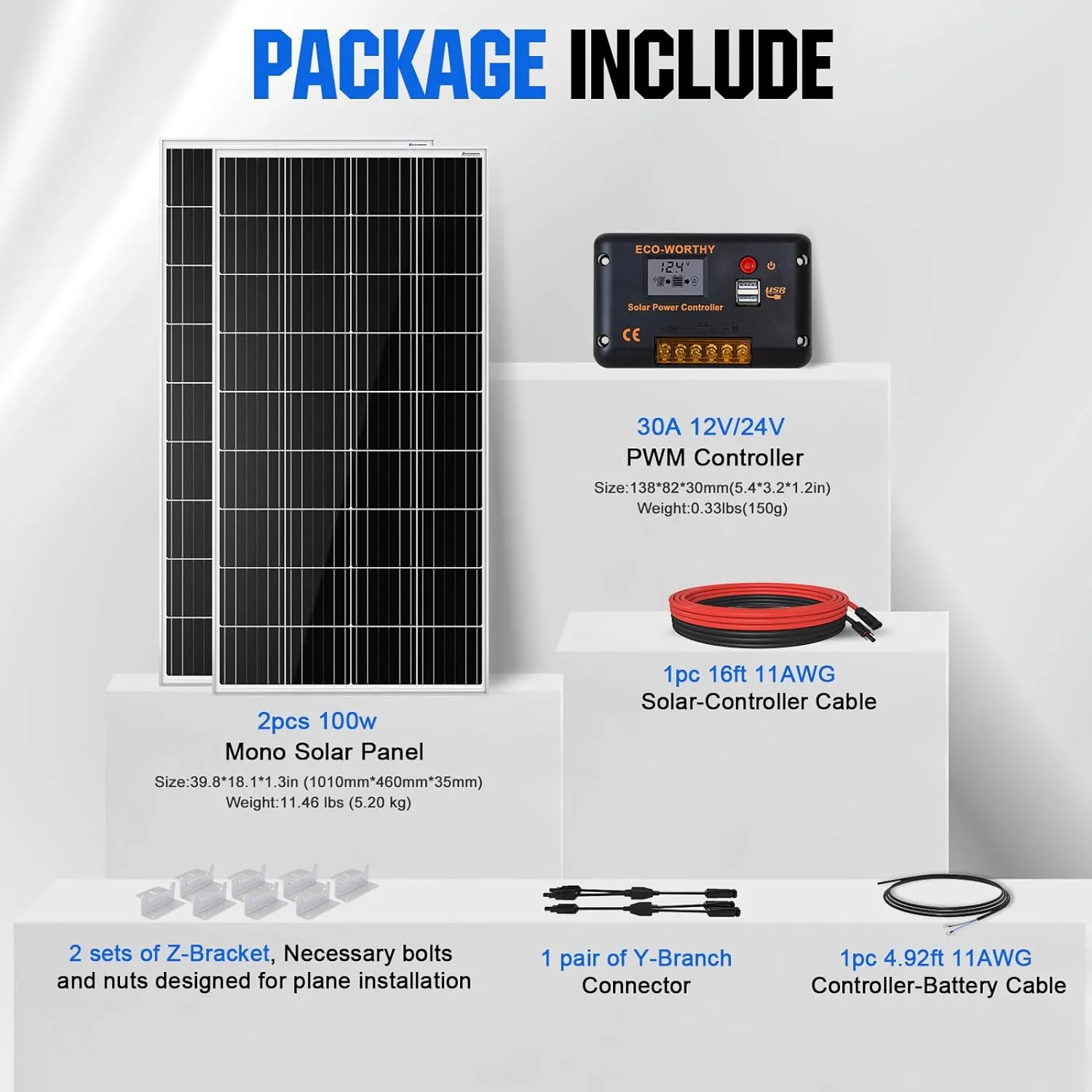 Solar Panel Kit with High Efficiency Monocrystalline Solar Panel