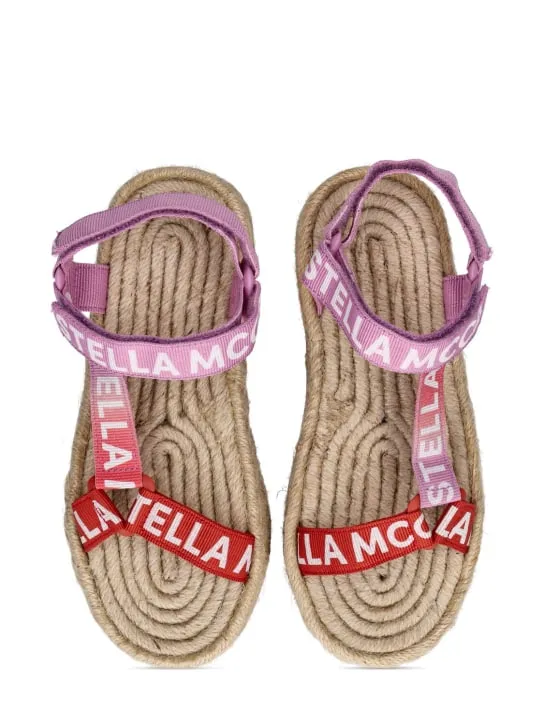 Stella McCartney Kids   Recycled cordura fabric logo sandals 