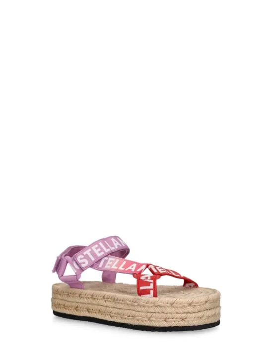 Stella McCartney Kids   Recycled cordura fabric logo sandals 