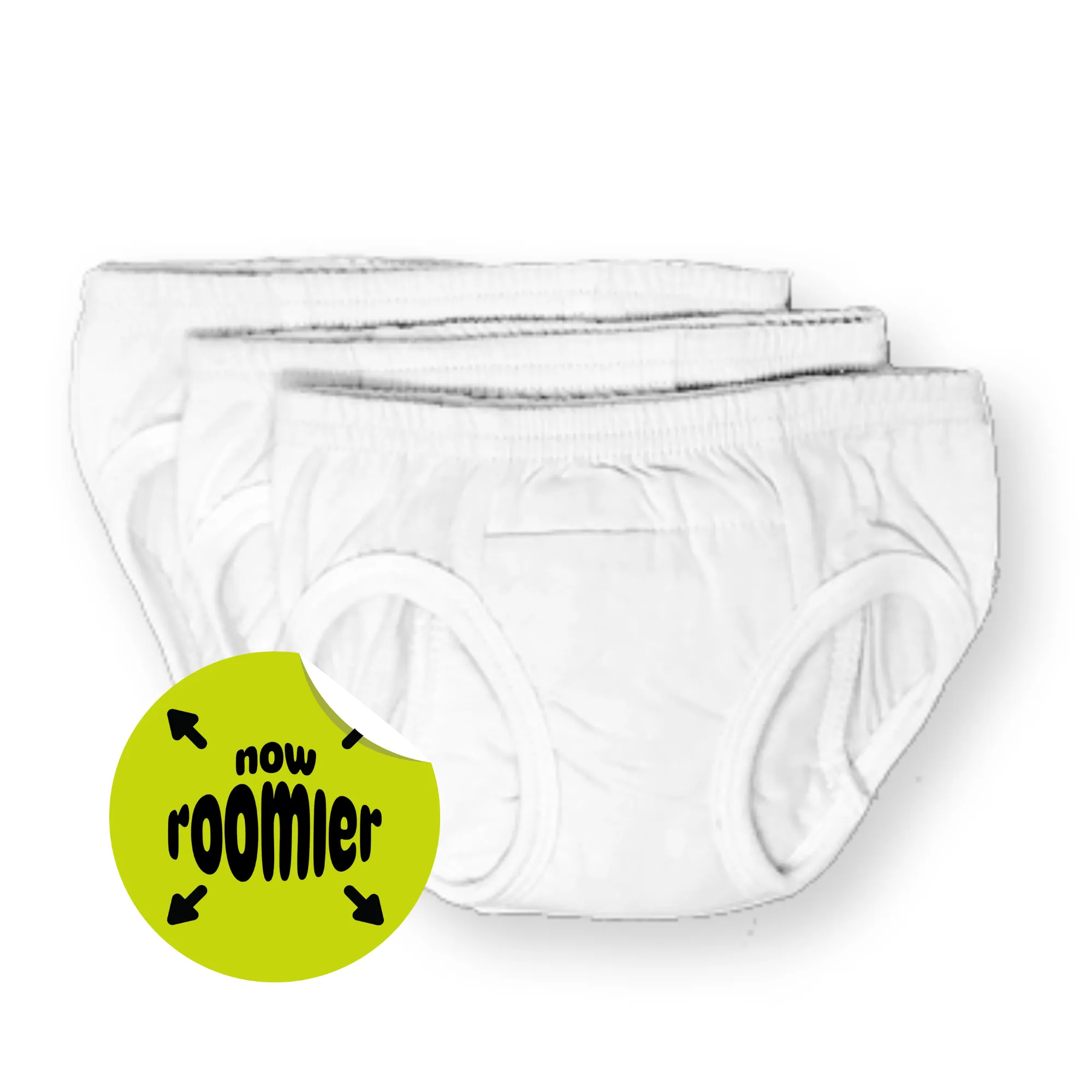 Tiny Trainers ROOMIER small cotton training pants - 3-pack