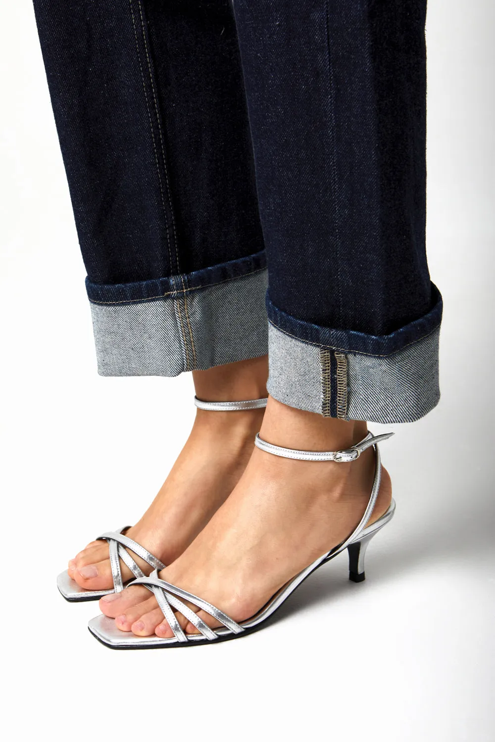 Uma Sandals in Silver Leather