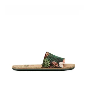 Vegan sandal black flowers GAN019