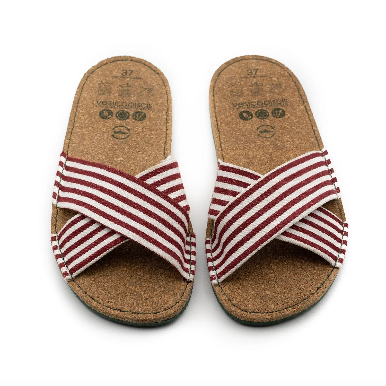 Vegan sandal white-bordeaux ALA015