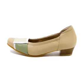 Yuo Beige Combi Soft Walking Heels