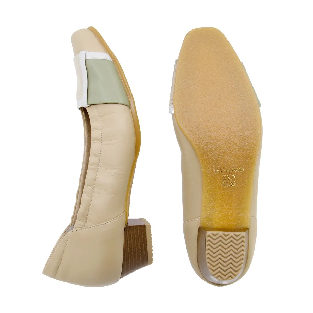 Yuo Beige Combi Soft Walking Heels